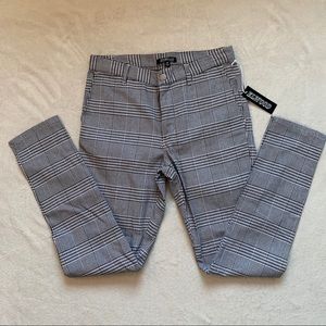 grey houndstooth plaid slim tapered pant